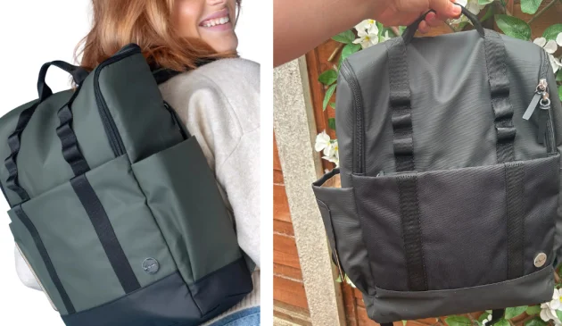 mum using Babymel Finn changing backpack