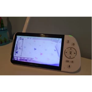 Babysense baby monitor testing image showing the main monitor screen viewing a toddler bed