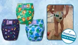 Bambino Mio Revolutionary Nappy review hero image showing 3 nappies and toddler