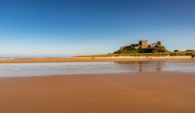 Bamburgh beach and castle