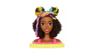 Barbie Totally Hair Deluxe Neon Styling Head - Curly Brown Hair