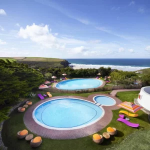 Outdoor pools at Bedruthan Steps hotel in Newquay, Cornwall