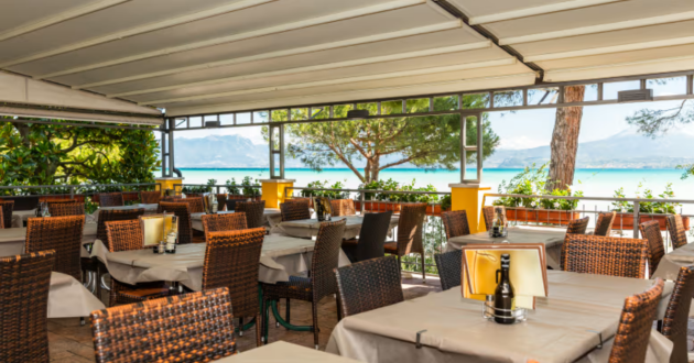 Lake views from Le Terrazze restaurant at Eurocamp Bella Italia