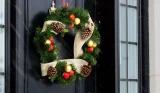Front door with Christmas wreath