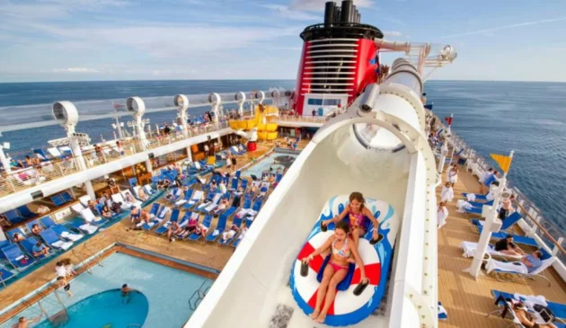The aquaduck water slide onboard the Disney Fantasy cruise ship