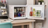 Mini fridge in a home office