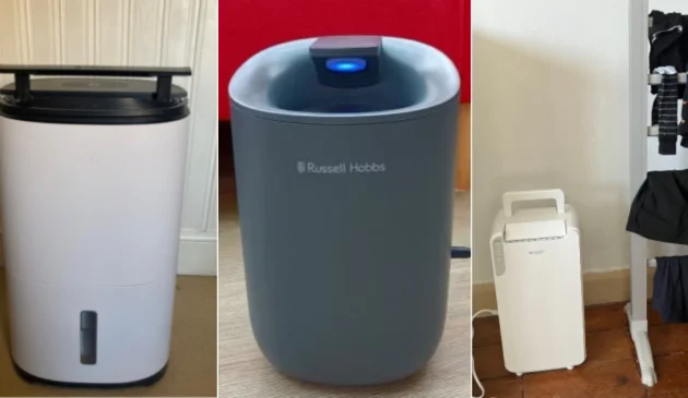 Grid of quiet dehumidifiers during testing