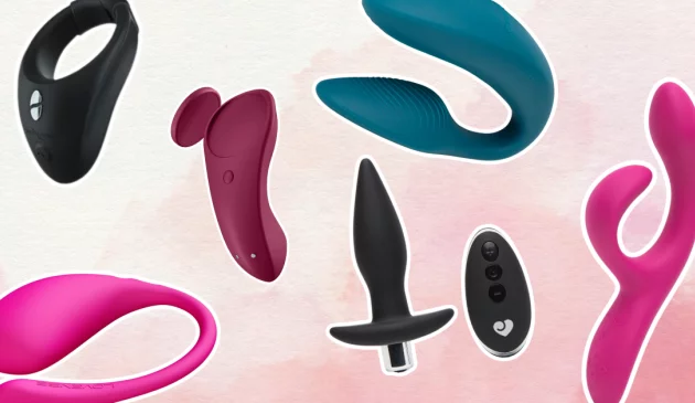 A collage of various remote controlled vibrators from Lovense, We-Vibe, Lovehoney and Satisfyer