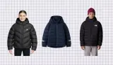 A collage of school coats from Nike, North Face and more
