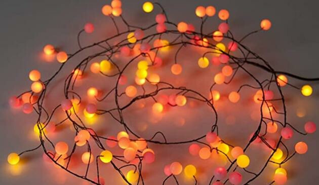 A set of red, orange and yellow fairy lights