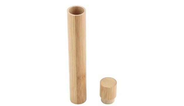 Bamboo travel toothbrush holder
