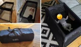 best travel cots hero image featuring babybjorn light, red kite sleep tight, silver cross slumber
