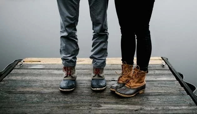 Woman wearing waterproof trousers