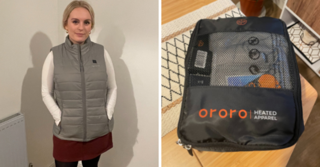 ORORO Women's Heated Gilet with Power Bank modelled by Mumsnet editor Tasha Gregson