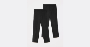 Black Half Elastic Boys School Trouser (2 Pack)