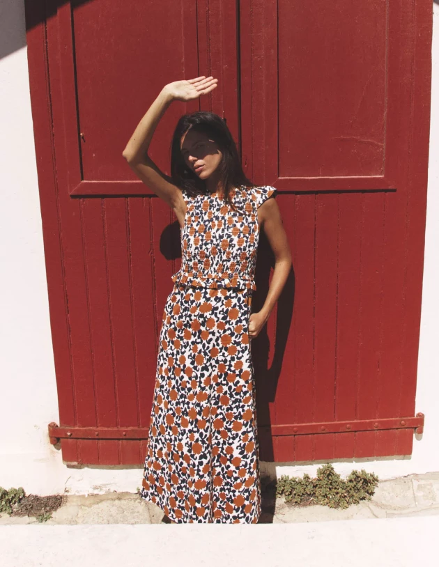 Boden Carolina smocked midi dress