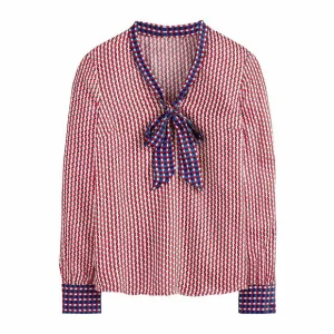 Pussy-Bow Satin Blouse