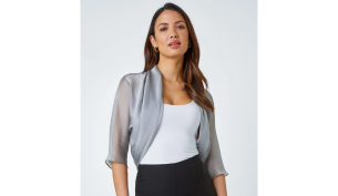 Grey ruched hem chiffon bolero