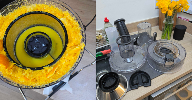 The Braun MultiJuicer 7 spin juicer before and after cleaning