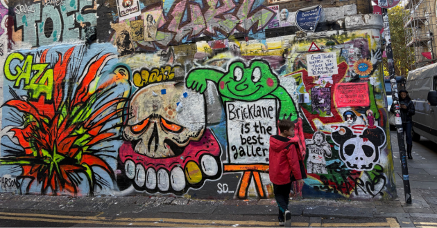 A graffiti wall in Brick Lane