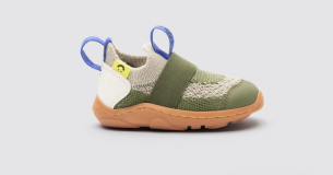 A product image of Brightland's WANDER: First Walker (Moss Green) shoes