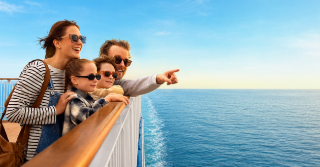 Brittany Ferries promotional image showing family on deck