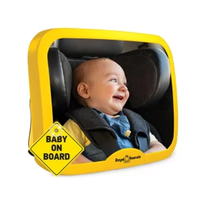 View of smiling baby through the Royal Rascals Baby Mirror