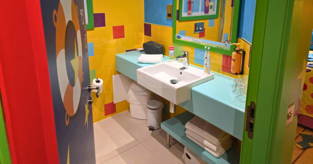 A look inside a themed bathroom at the CBeebies Land Hotel