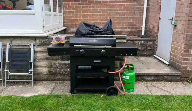 Char-Broil Versa-Tile in a garden