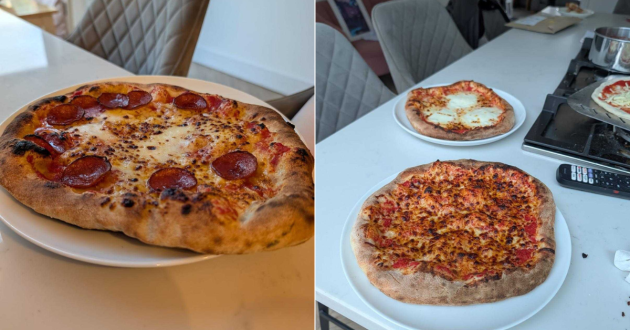 Pizzas made using the Char-Broil Versa-Tile