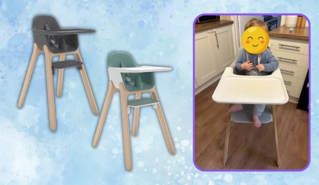 uppababy ciro highchair review hero image featuring chair in testing and two stock images