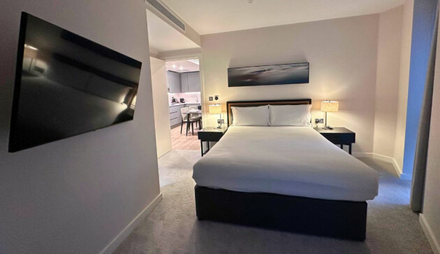 Bedroom at the CitySuites II aparthotel in Manchester