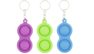 A picture of three keyring poppers from Claire's.