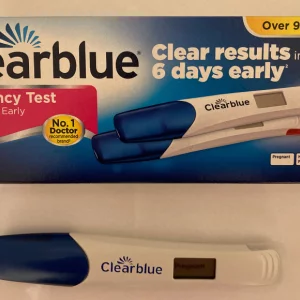 Clearblue Digital Ultra Early test showing positive pregnancy result