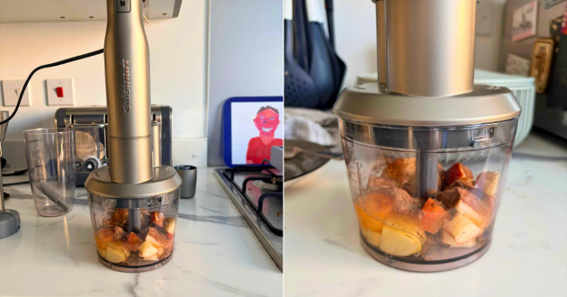 A view of the Cuisinart Power Blend Immersion Blender food processor attachment