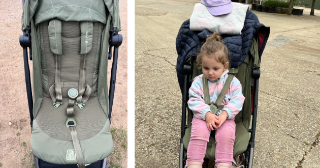 Toddler sitting in Cybex Orfeo front view