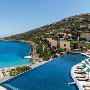 Infinity pool at Daios Cove hotel in Crete