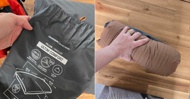 Close up details of the Decathlon Quechua Camping Pillow Ultim Comfort