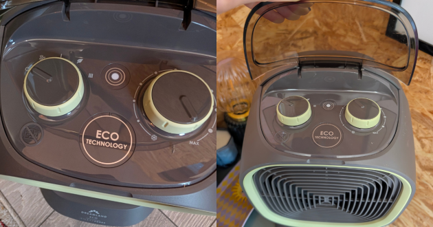 Dials and controls of dreamland eco fan heater