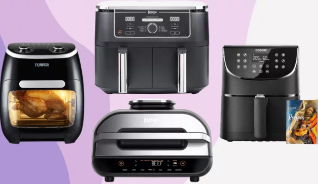 Selection of the best air fryers, including Tower, Ninja, and Cosori
