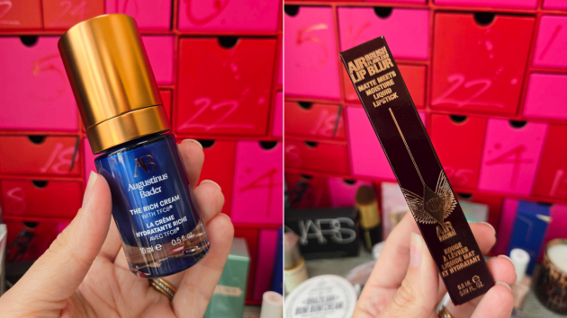 A side by side view of products from Augustinus Bader and Charlotte Tilbury