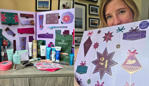 A side by side view of the Boots Macmillan beauty Advent calendar