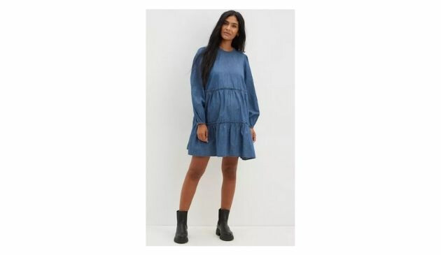 Dorothy Perkins Maternity Long Sleeve Denim Tiered Dress