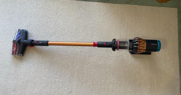 Dyson V16 laid flat on a rug