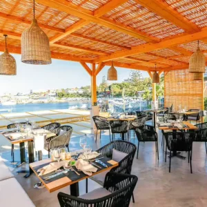 Outdoor terrace at the Eden Roc Hotel in Rhodes