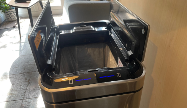 EKO Deluxe Phantom Motion Sensor Kitchen Bin with the lid up
