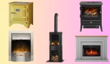 a collage of the best electric fireplaces in the uk