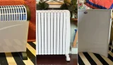 A grid of electric heaters by Daewoo, De'Longhi and others