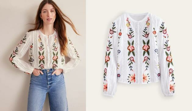 Embroidered Holiday Blouse