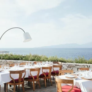 The outdoor terrace at Emelisse Nature Resort in Kefalonia
